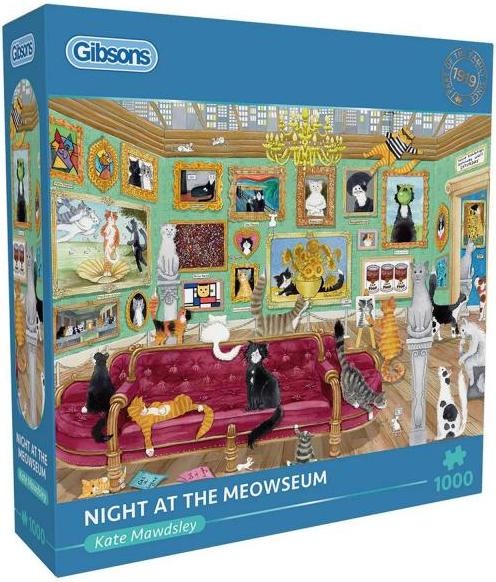 Actual product image Gibsons Puzzle 1000 pieces Night at the Meowseum (1000 pieces)