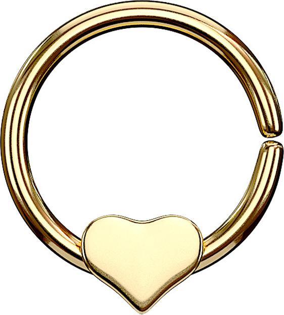 Actual product image Star Piercing Micro Piercing Ring gold plated with heart (without brass, Surgical steel 316L)