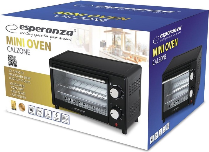 Image du produit Esperanza EKO004 Four à griller 10 l 900 W noir Gril (Prise UE)