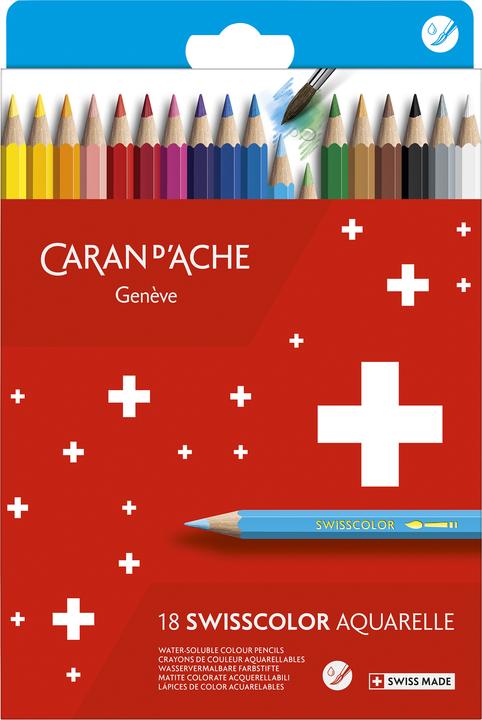 Caran d'Ache Coloured pencils Swisscolor Aquarelle,18pcs cardboard box (Multicoloured, 18 x)