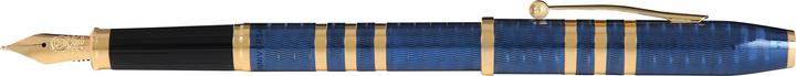 Actual product image Cross Century II Blue Lacquer Fountain Pen with Finely Engraved Pattern 175th Anniversary 23 Carat Gold Pl (Blue, 1x)