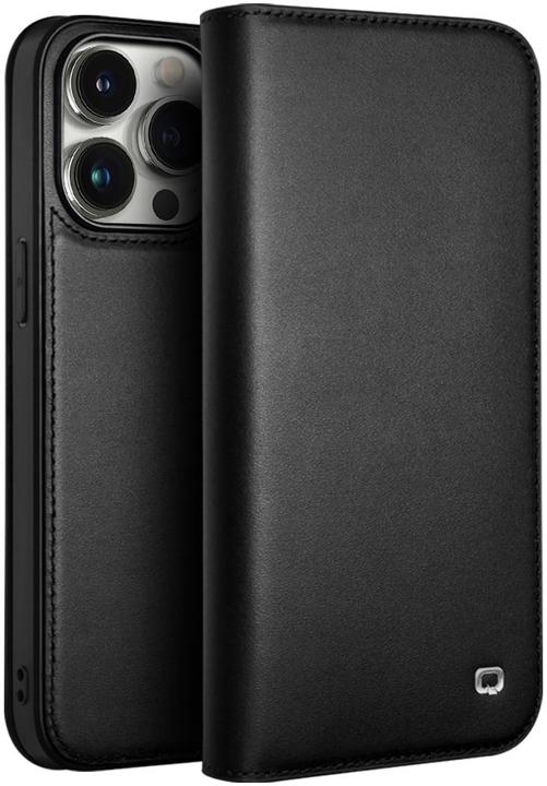 QiAlino Hülle Flip Mattschwarz (Apple iPhone 16 Pro)