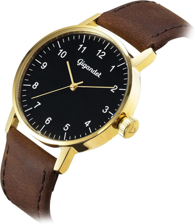 Produktbild Gigandet Dames analoog Japans kwartsuurwerk horloge met lederen armband 7VNAG27NE002 zwart (Analoguhr)