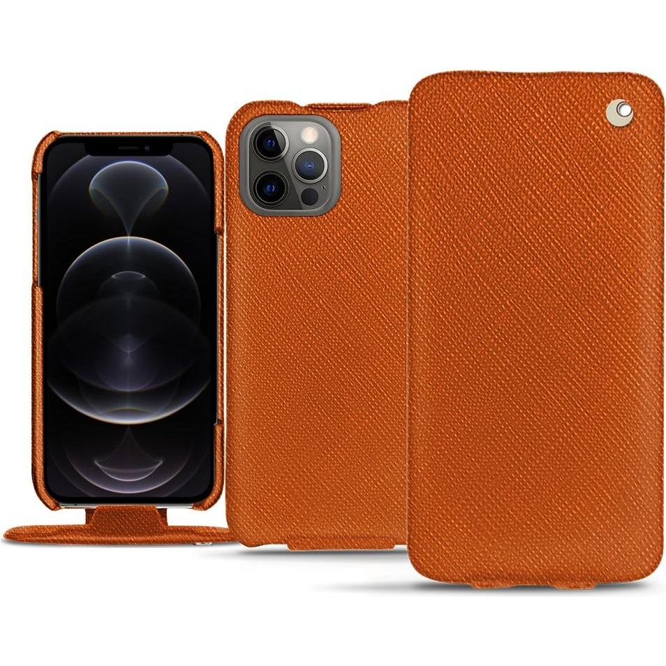 Noreve Lederschutzhülle vertikal (Apple iPhone 12 Pro Max), Smartphone Hülle, Orange