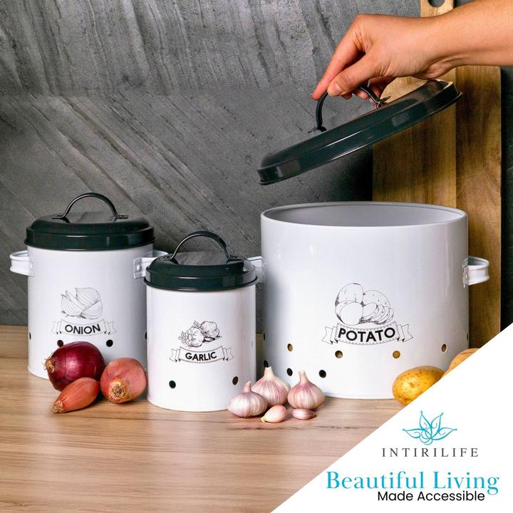 Actual product image Intirilife Set of 3 Food Storage Tins Storage Tins with Lids