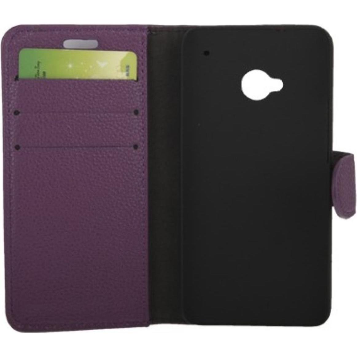 Thumbnail - König Design Handyhülle Horizontal Flip mit Credit Card Slots für HTC One M7 Violett, Handykette, Violett