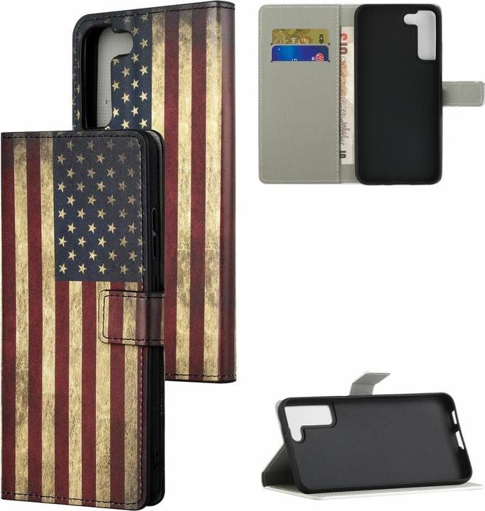 Produktbild Cover-Discount Galaxy S22+ - Leder Hülle Etui US Flagge (Samsung Galaxy S22+)
