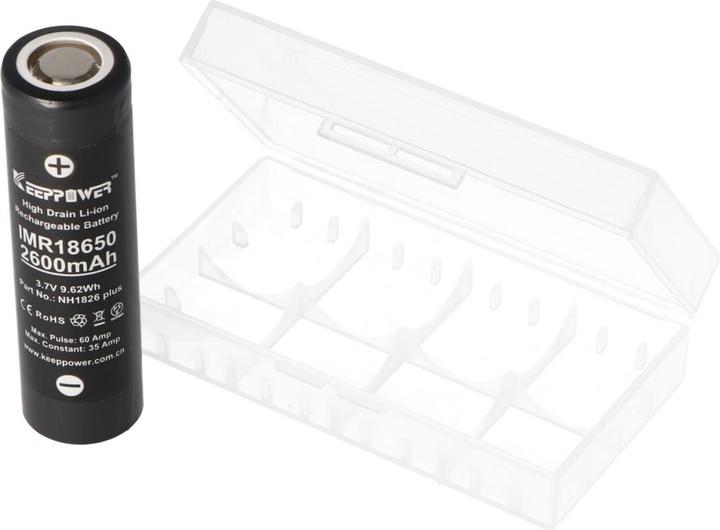 Immagine prodotto Keeppower Batteria IMR18650 Plus (US18650VTC5A) (Flat Top) inclusa la scatola di protezione della batteria (1 pz., 18650, 2600 mAh)
