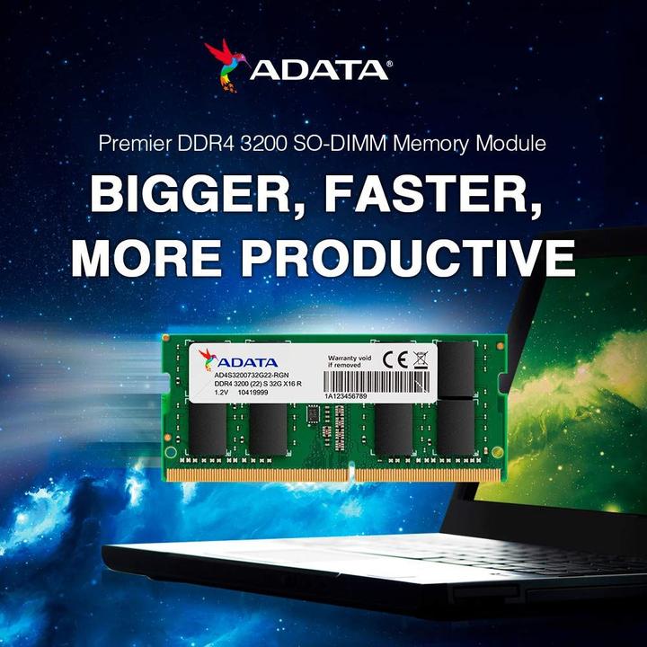 Image du produit Adata Atmintis Premier DDR4 3200 SODIM 32GB CL22 ST (1 x 32GB, 3200 MHz, RAM DDR4, SO-DIMM)