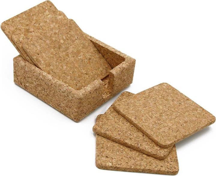 Viking Untersetzer-Set mit Halter (quadratisch) aus Kork (6x)