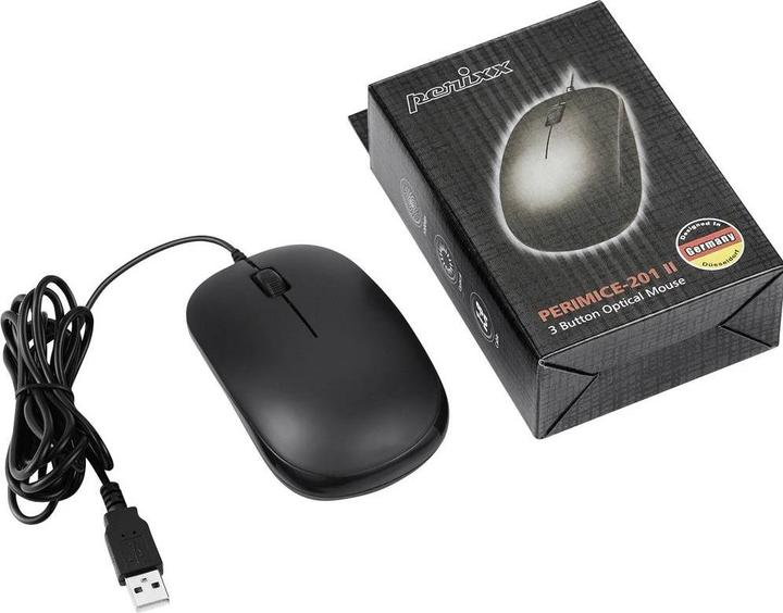 Actual product image Perixx PERIMICE-201 U B Mouse Wired Optical Black 3 buttons 800 dpi (Cable)