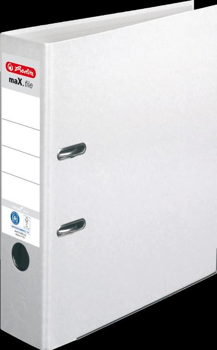 Actual product image Herlitz Folder maX.file nature plus, spine width: 80 mm, white DIN A4, special paper cover, edge (A4, 80 mm, 1 Piece)