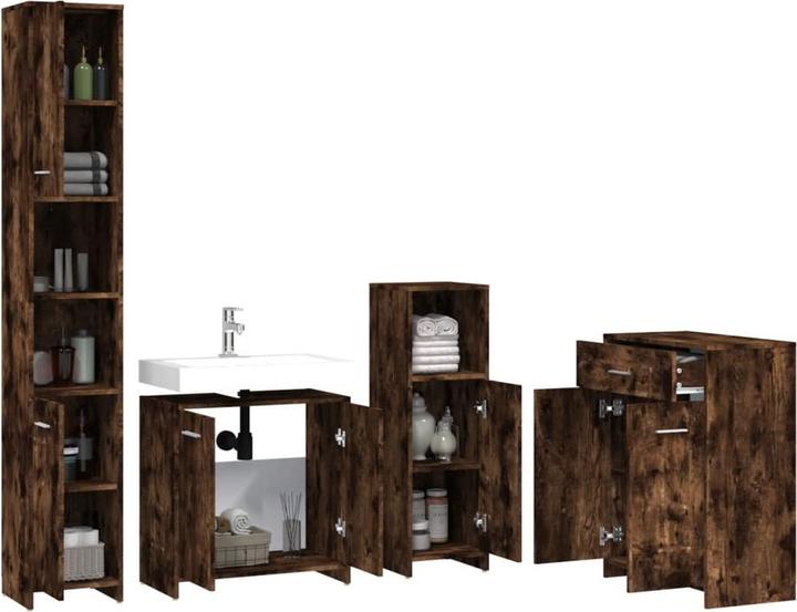 Image du produit vidaXL Badmöbel Set Badezimmermöbel Badezimmerschrank 4 tlg. Räuchereiche