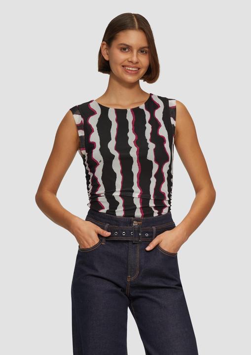 Actual product image S.Oliver T-Shirt Mesh-Top mit seitlichen Raffungen (46)