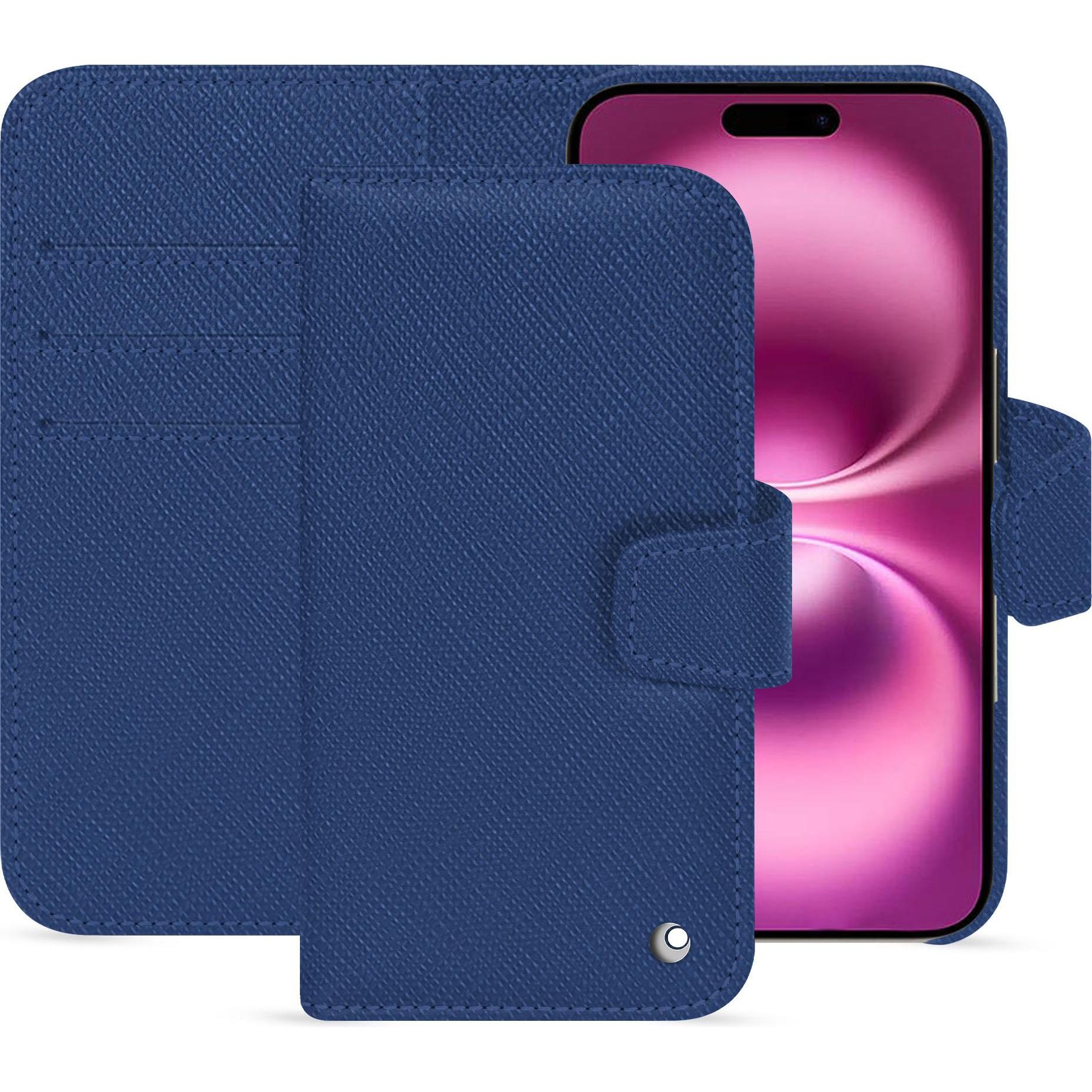 Noreve Lederschutzhülle Apple iPhone 16 Plus (Apple iPhone 16 Plus), Smartphone Hülle, Blau