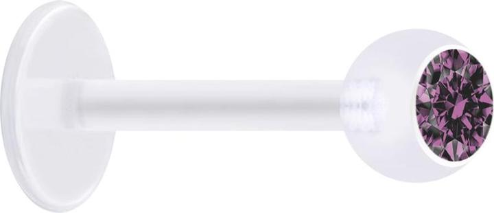 Immagine prodotto Star Piercing Micro Labret trasparente con sfera e cristallo viola chiaro (senza ottone, Materiale sintetico)