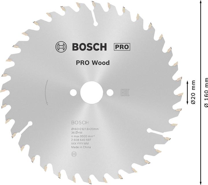 Produktbild Bosch Professional Zubehör PRO Wood Kreissägeblatt, 160 x 2.6 x 20 mm
