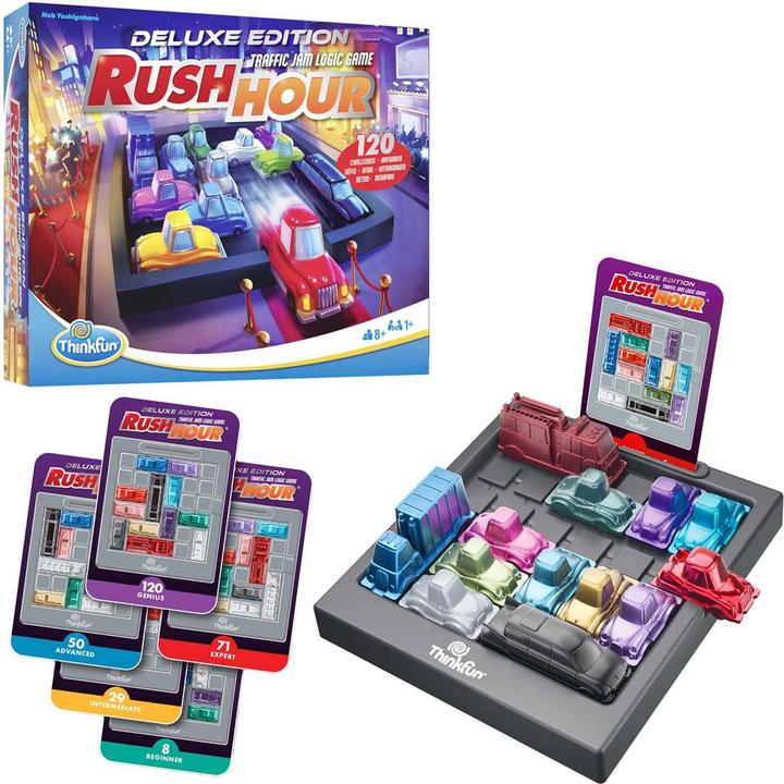 Produktbild Ravensburger ThinkFun 76617 - Rush Hour - Das bekannte Stau-Spiel in der Deluxe Edition mit Fahrzeugen in (Deutsch, Französisch, Niederländisch, Englisch, Spanisch, Portugiesisch, Italienisch)