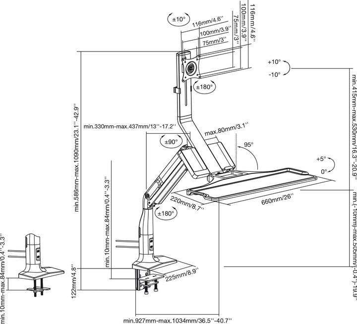 Produktbild InLine Workstation-Tischhalterung mit Lifter (Tisch, 17")