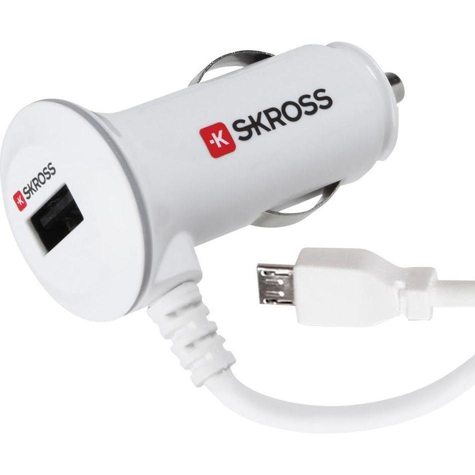Skross Midget Plus Micro USB Car Charger, Adattatore per auto, Bianco