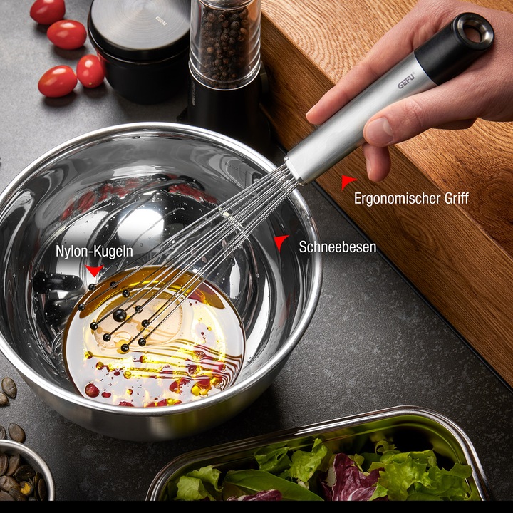 Produktbild GEFU Kugel-Schneebesen PRIMELINE – Nylon-Kugeln, Handschneebesen, ideal für beschichtete Töpfe und P