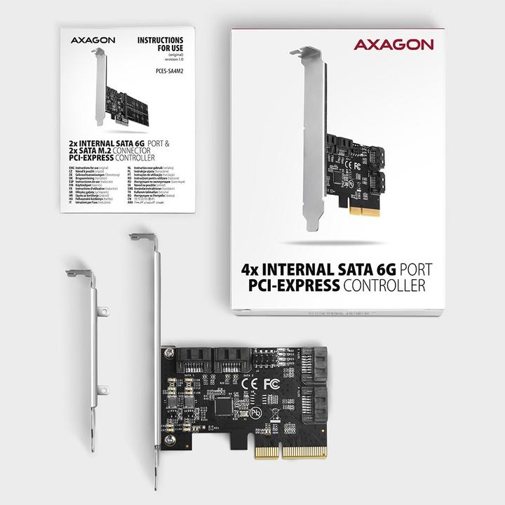 Image du produit Axagon Contrôleur PCES-SA4X4 PCIe 4x port SATA 6G interne + LP