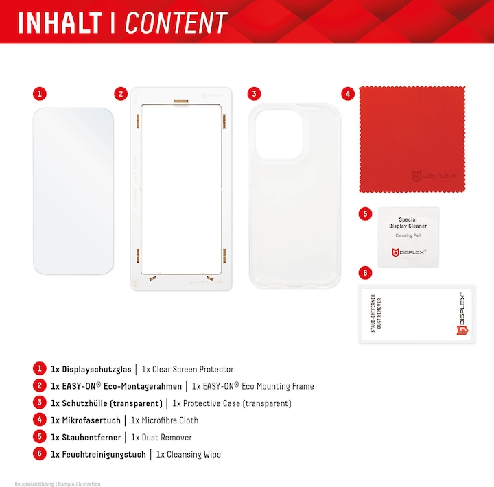 Produktbild Displex Real Glass, 2D Panzerglas + Handyhülle (1 Stück, Apple iPhone 15 Plus)