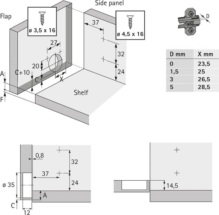 Actual product image Hettich Flap hinge Markant 7.1 nickel-plated Zinc die-cast/steel nickel-plated