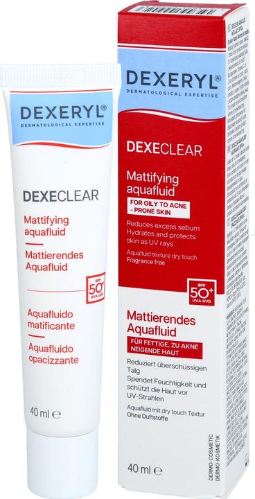 Actual product image Ducray Dexeryl Dexeclear Mattifying Aquafluid Spf50 40ml (Sun cream face, SPF 50+, 40 ml)