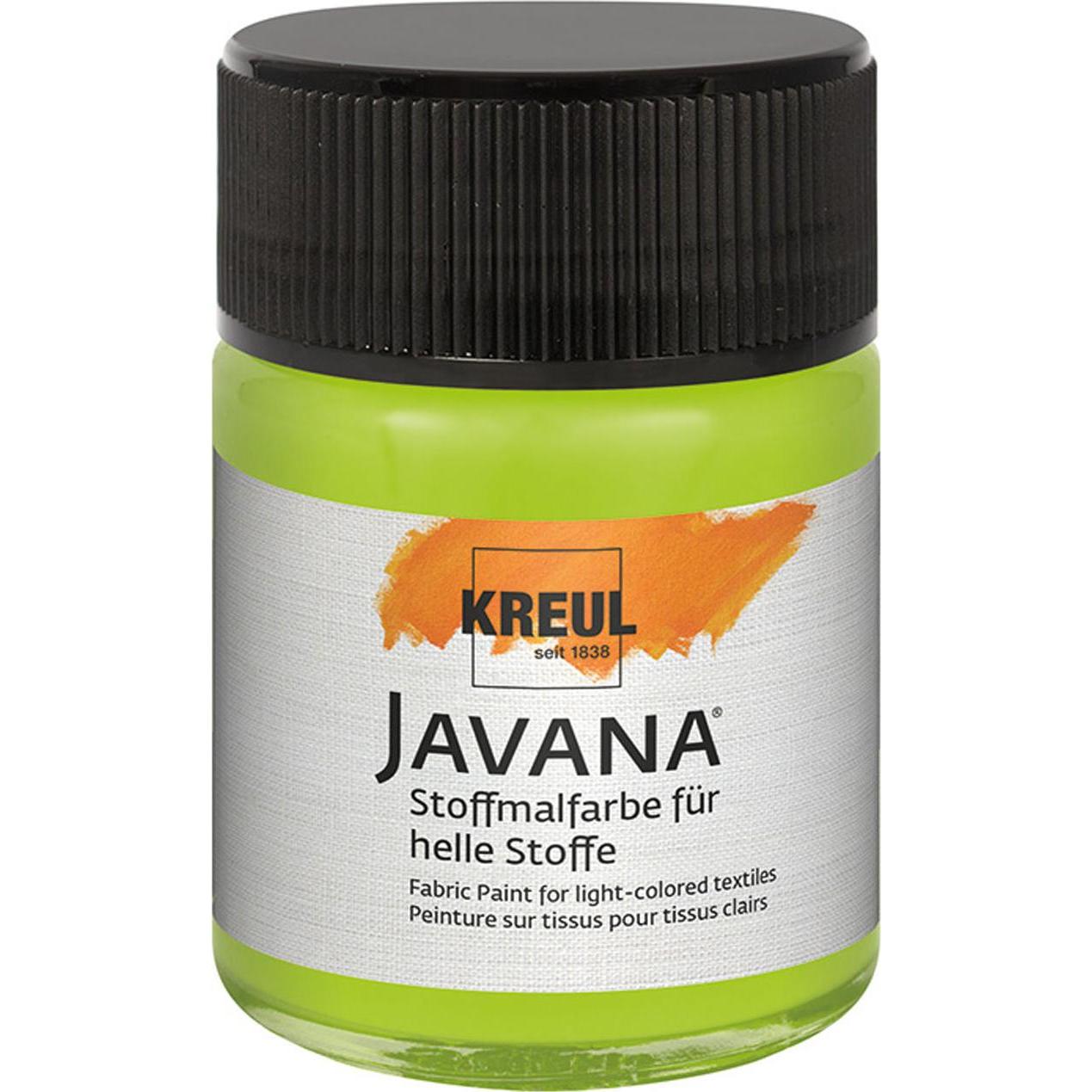 Kreul, Künstlerfarbe + Bastelfarbe, Javana Stoffmalfarbe für helle Stoffe, 50 ml (Leuchtgrün, 50 ml)