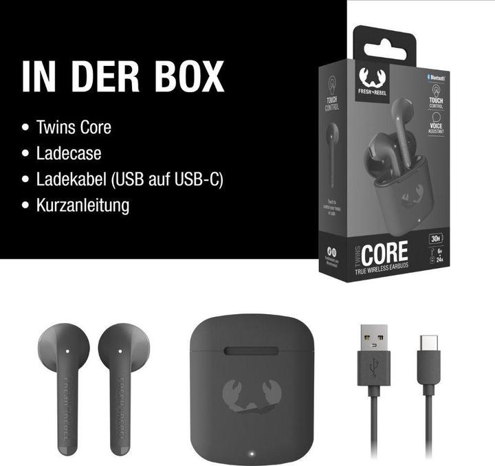 Productafbeelding Fresh'N Rebel n Rebel - Twins Core - Echte draadloze oordopjes - Storm Grey (Geen ruisonderdrukking, 6 h, Draadloze)
