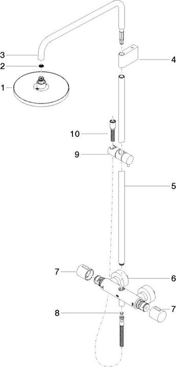 Produktbild Dornbracht Showerpipe mit Brause-Thermostat, ohne Handbrause, Ausladung Standbrause 450 mm, Kopfbrau