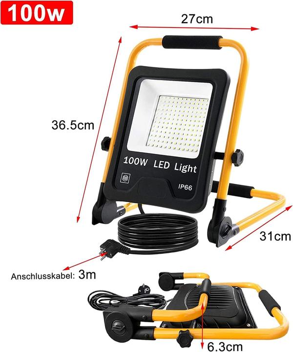 Actual product image Uisebrt LED construction spotlight 100W, IP66