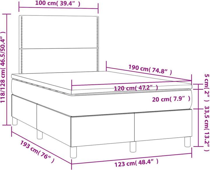 Produktbild vidaXL Boxspringbett (120 x 190 cm)