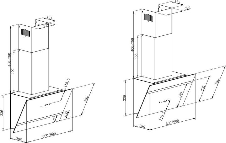 Actual product image PKM S21-60AWTH Cooker bonnet white Range bonnet 60cm Inclined bonnet (Wall hood)