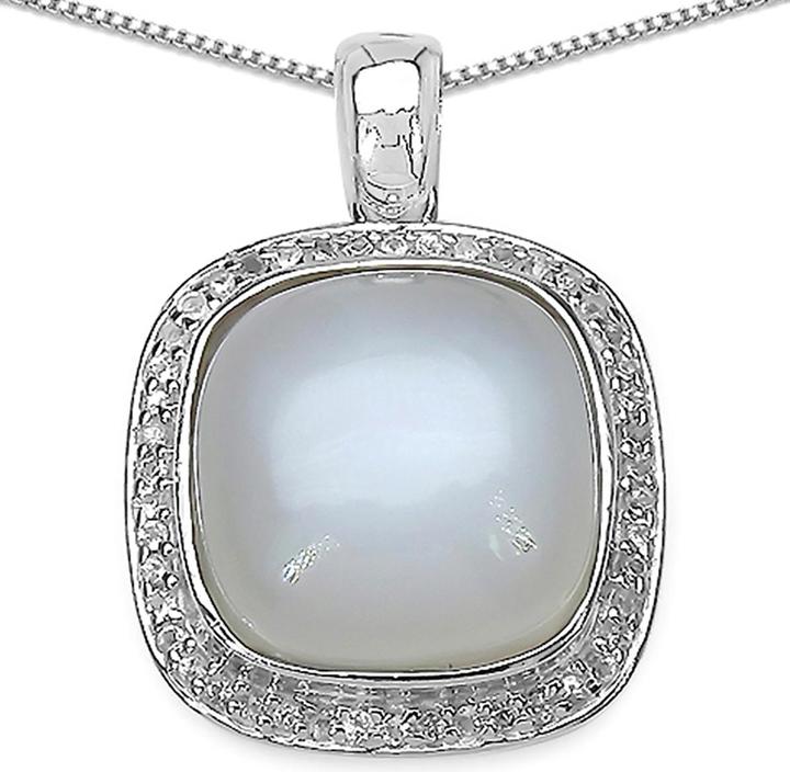 Produktbild Xen Anhänger mit Kette Mondstein weiss Cushion-Cabochon 45 cm 925 Silber (925 Sterling Silber, 45 cm)
