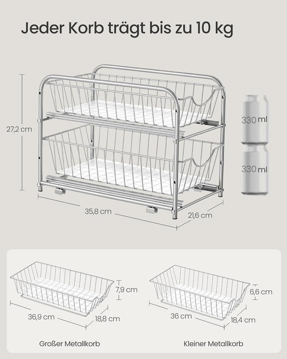 Image du produit Songmics Küchenregal 2 Schubladen
