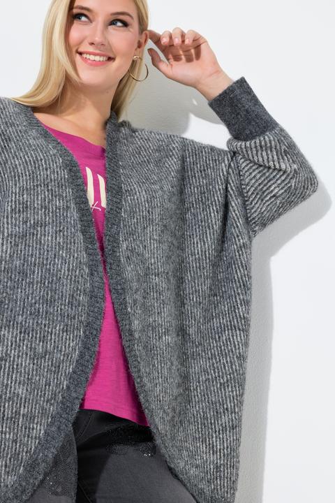 Produktbild Ulla Popken Strickjacke, Egg-Shape, offene Form, Langarm, recycelt (58, 60)