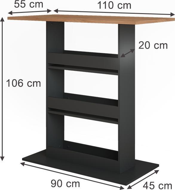 Actual product image Vicco Bar table Repose, Gold power oak/anthracite, 110 x 55 cm