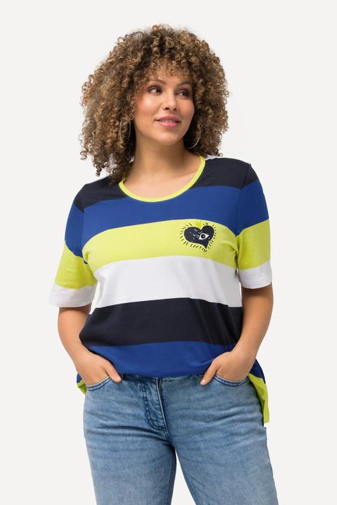 Produktbild Ulla Popken T-Shirt, Ringel, Herz-Stickerei, Rundhals, Halbarm (46, 48)