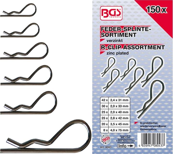 Actual product image BGS Spring cotter pin range