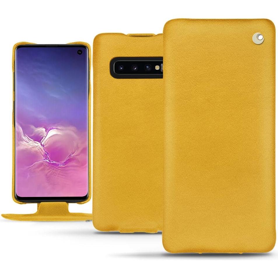 Noreve Lederschutzhülle vertikal (Samsung Galaxy S10), Smartphone Hülle, Orange
