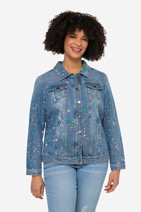 Immagine prodotto Angel of Style Jeansjacke, Classic Fit, Farbspritzer-Muster, Hemdkragen, Langarm (54)