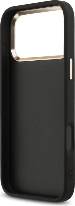 Produktbild Guess PU-Leder 4G Metall Logo Goldrahmen Backcover für iPhone 17 Pro Max Schwarz (Apple iPhone 17 Pro Max)