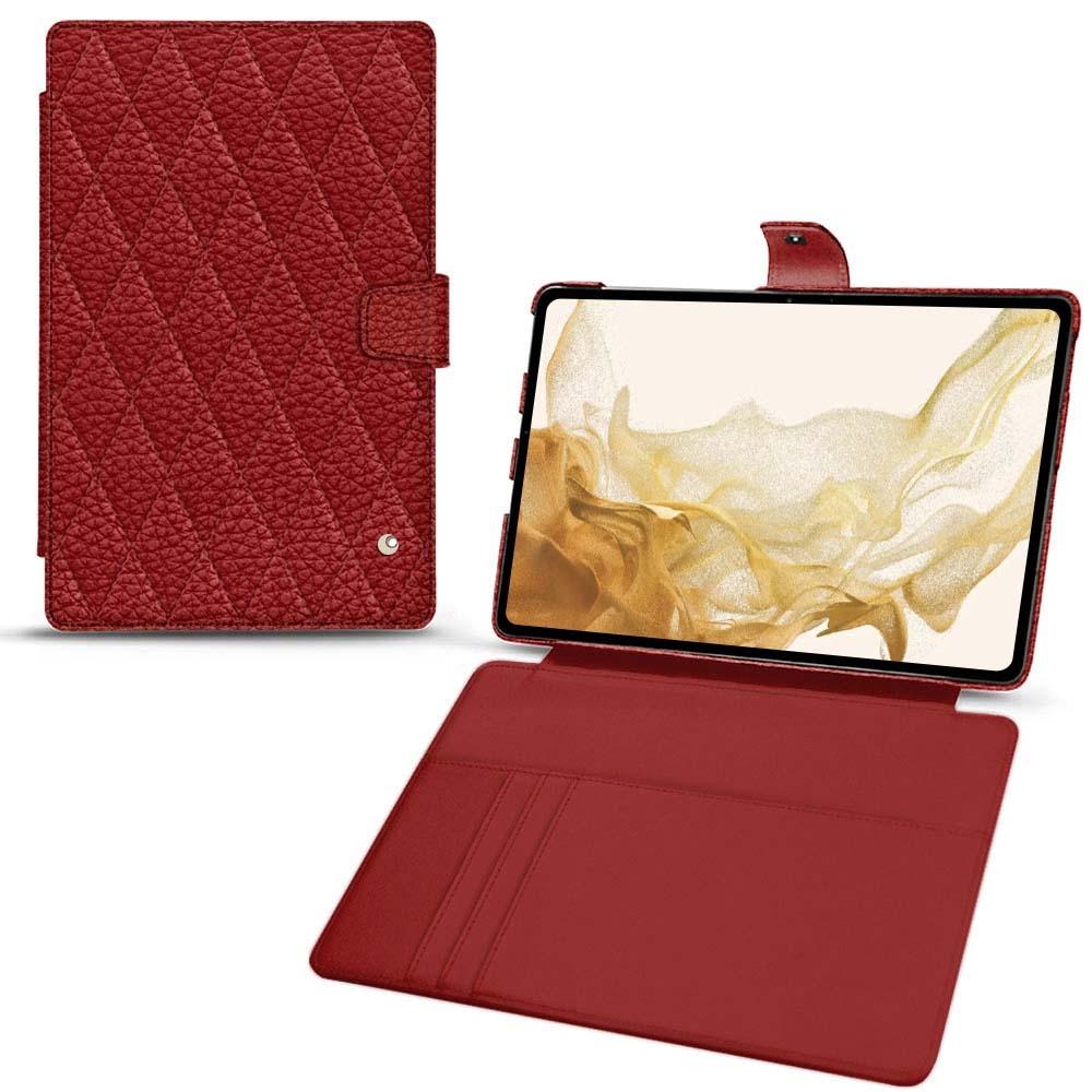 Noreve Lederschutzhülle Wallet (Galaxy Tab S8), Tablet Hülle, Rot