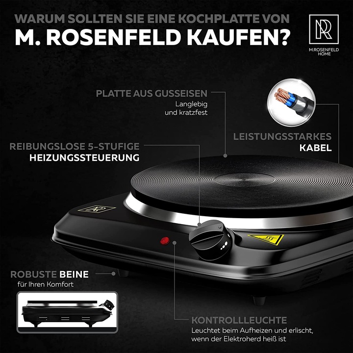 Produktbild M. Rosenfeld Home Premium Kochplatte Einzeln Elektrisch in Schwarz