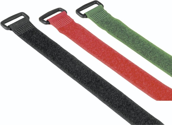 Produktbild Hama Klett-Kabelbinder mit Öse, wiederverwendbar, 20 x 250 mm, farbig, 9 Stück (Klettkabelbinder, 250 mm, 9 Stk.)
