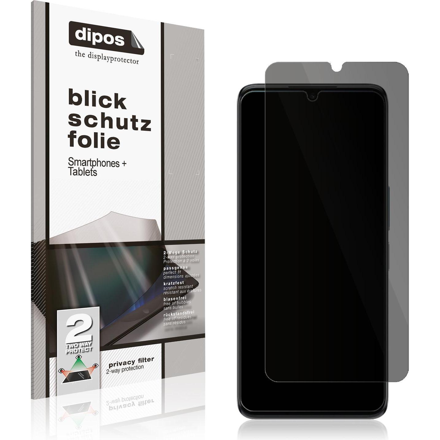 Dipos Blickschutzfolie 2-Way Anti-Shock (2 Stück, TCL 30 Plus), Smartphone Schutzfolie, Transparent