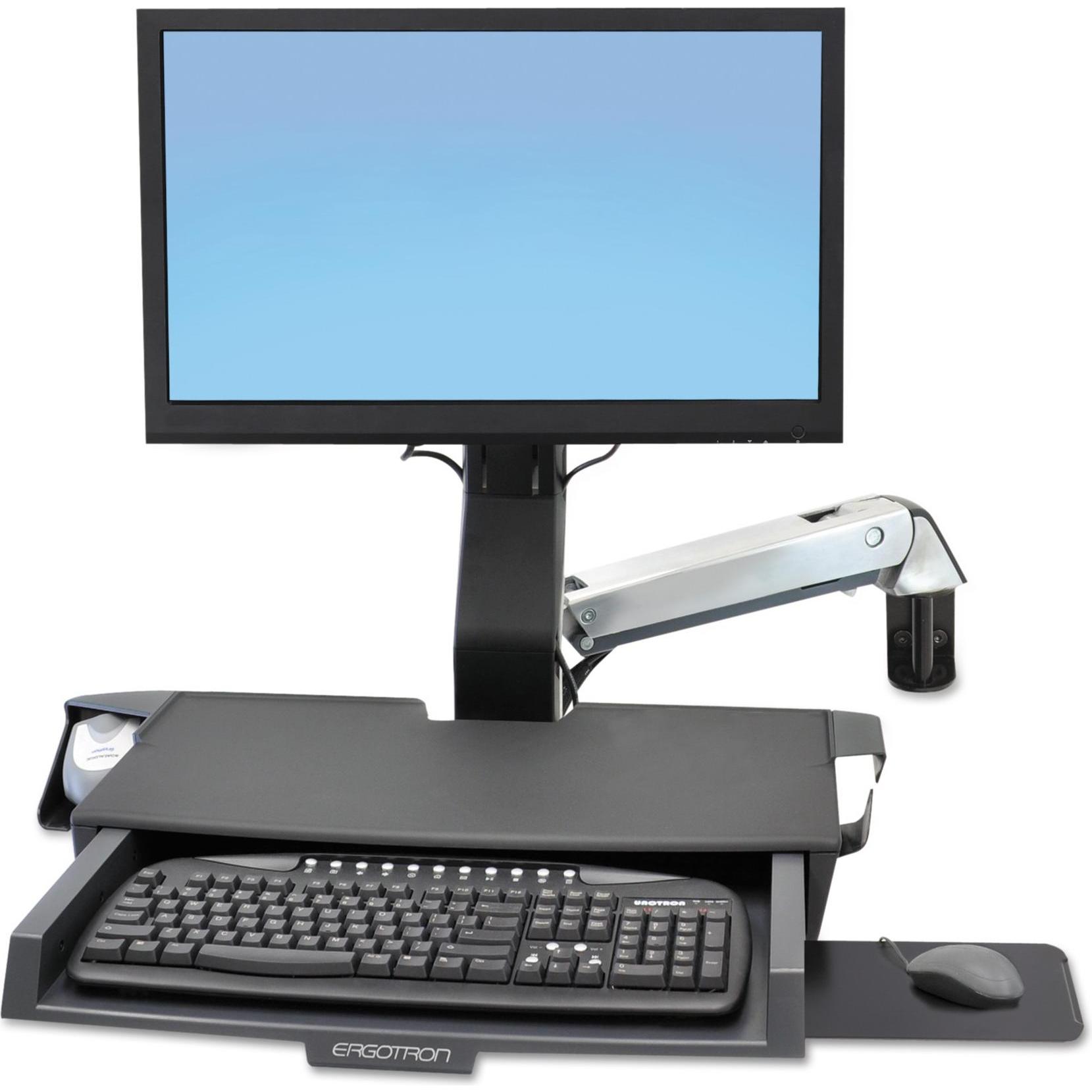 Ergotron Braccio Combinato Sv Sit Stand (Muro, 24", 14.50 kg), Supporto per monitor, Argento