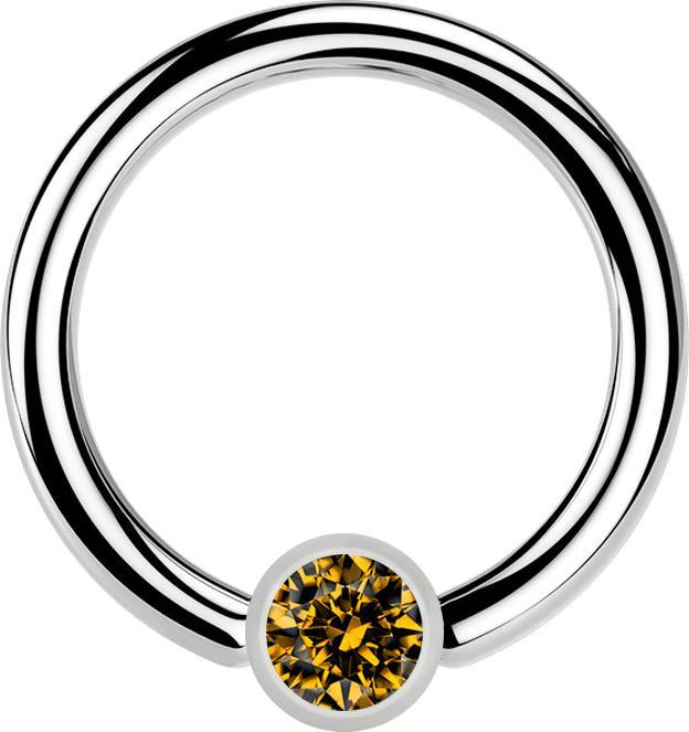 Immagine prodotto Star Piercing Anello con chiusura a sfera in argento e cristallo topazio (senza ottone, Acciaio chirurgico 316L)
